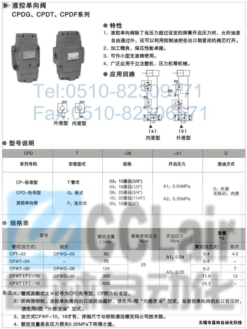 CPDT-03-A2，CPDT-04-A2，CPDT-06-A2，CPDT-10-A2，YUKEN液控單向閥價格,油研液控單向閥,液控單向閥生產廠家,