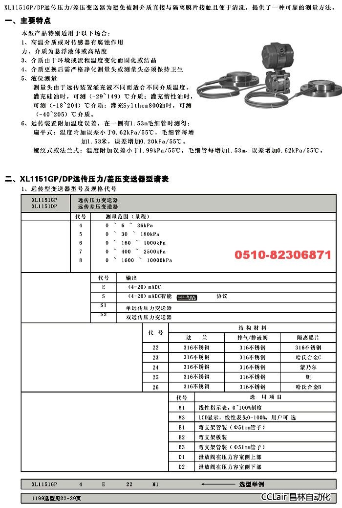 XL1151 差壓變送器  