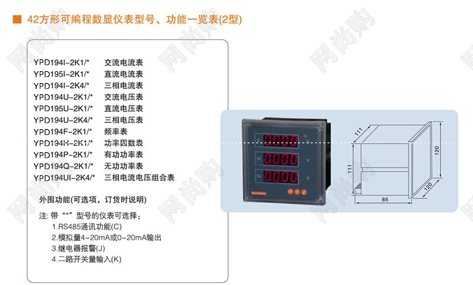 K系列智能數(shù)顯表YPD194I-2K1/1