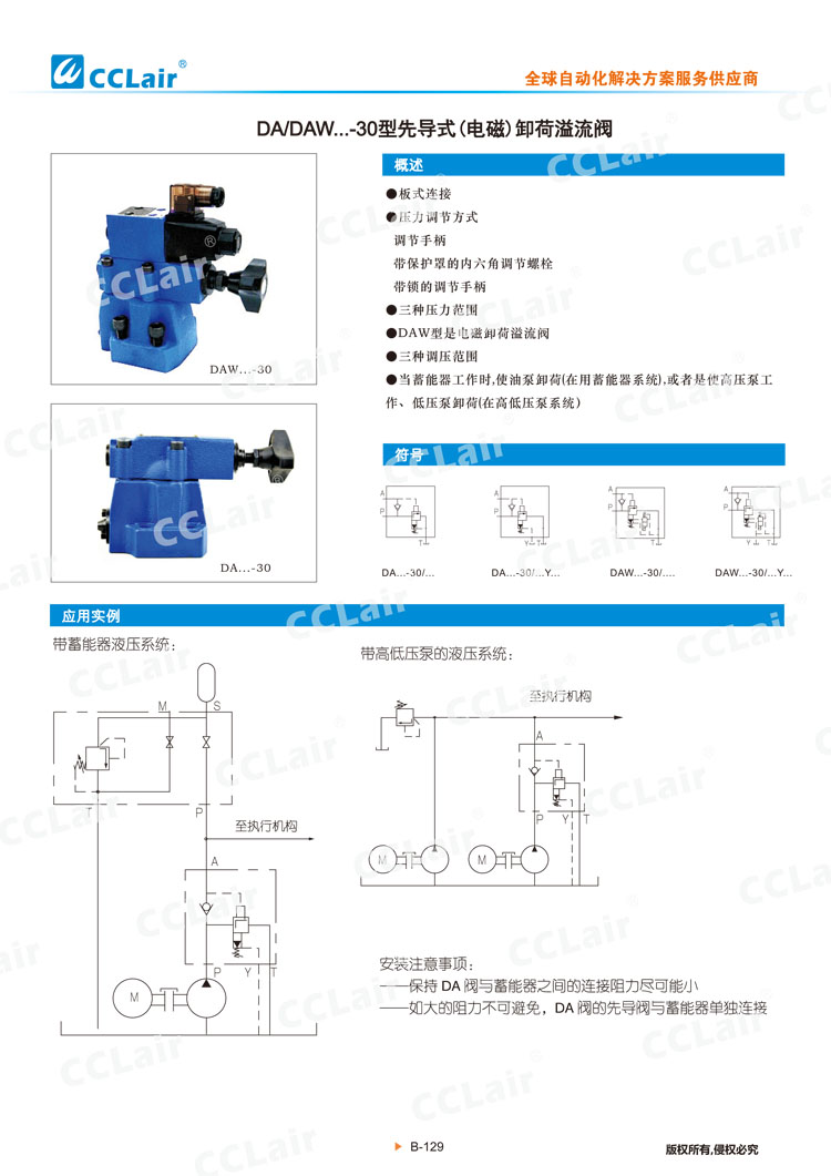 DA,DAW 30型先導式(電磁)卸荷溢流閥-1 