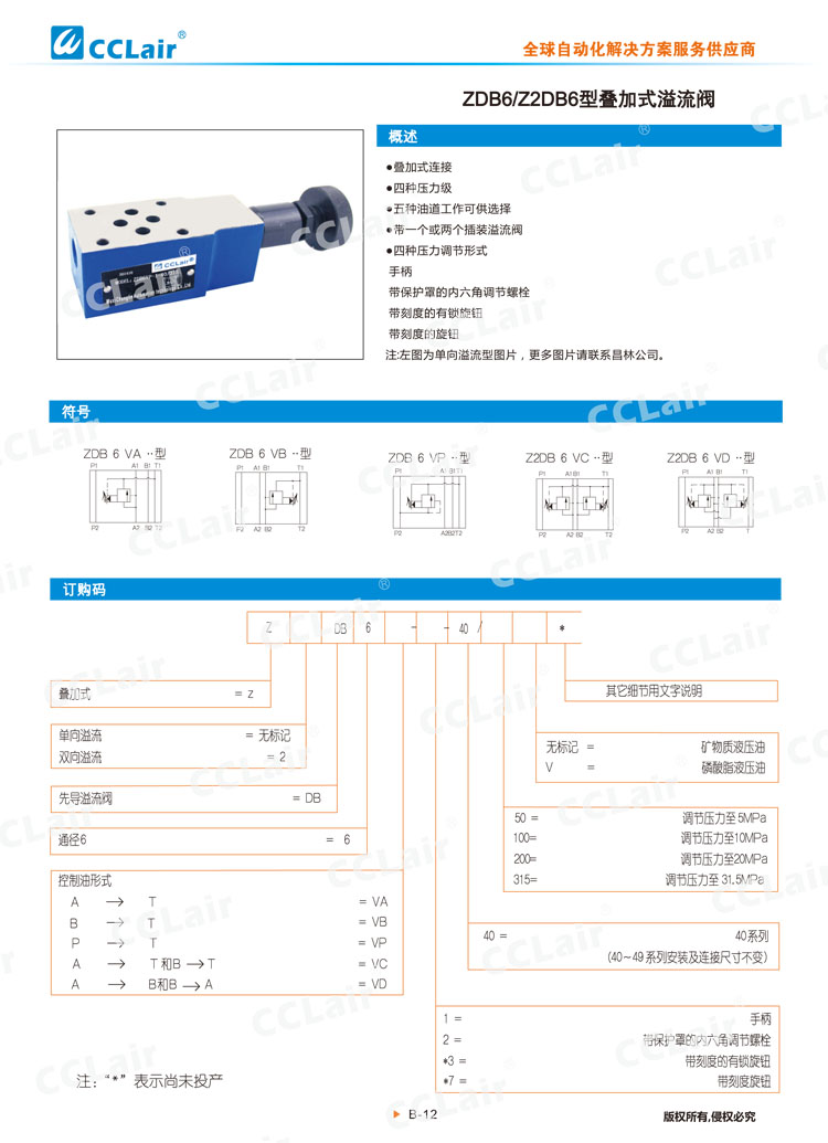 ZDB6,Z2DB6型疊加式溢流閥 -1 