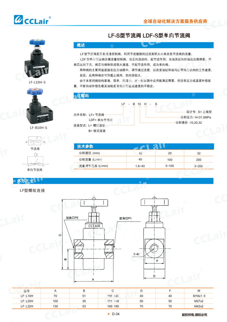 LF-S型節流閥 LDF-S型單向節流閥-1