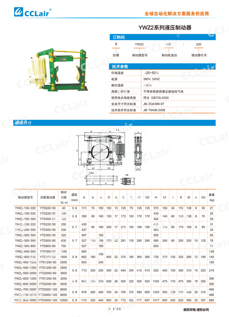 YWZ2系列液壓制動器