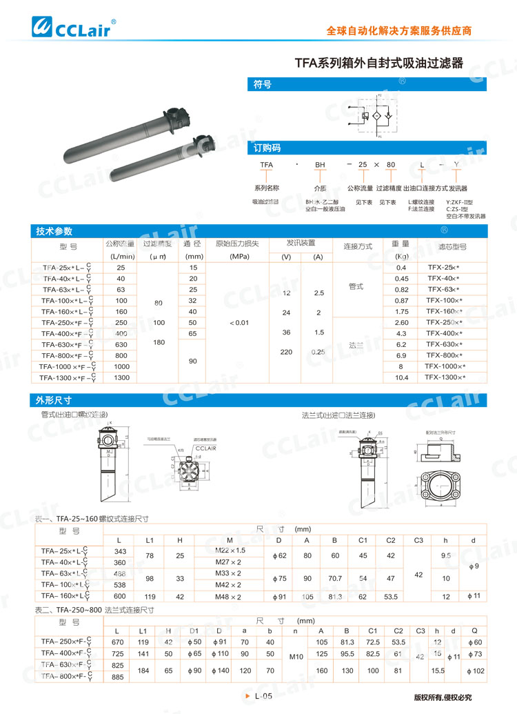 TFA系列箱外自封式吸油過濾器