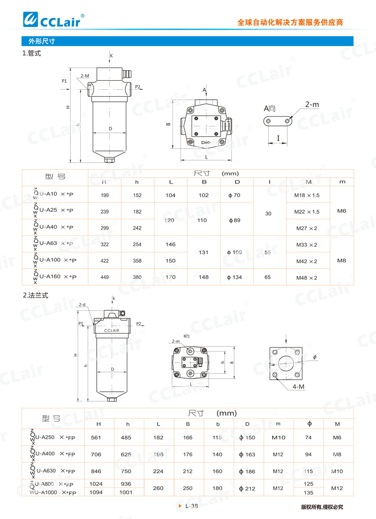 ZU-A QU-A WU-A XU-A系列回油過濾器-2