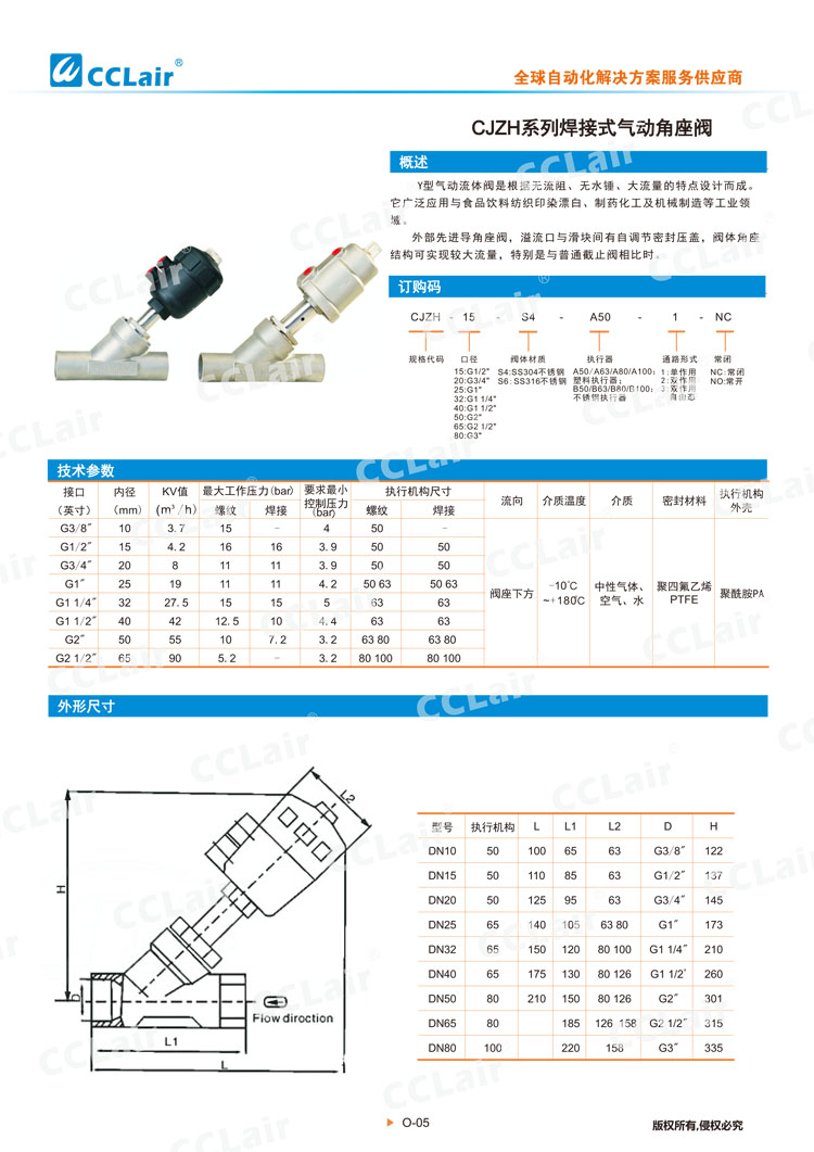 CJZH系列焊接式氣動角座閥